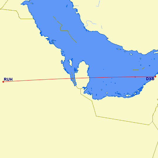 dubai to saudi arabia distance flight