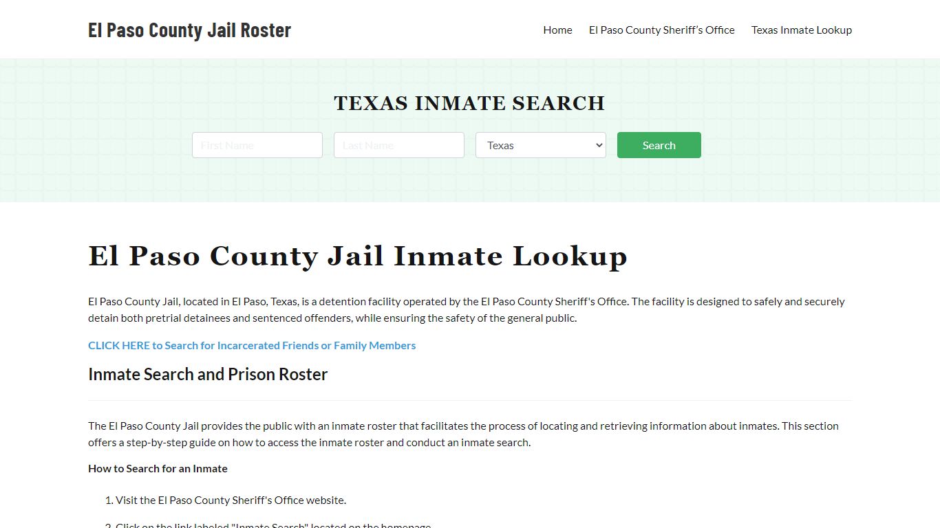 el paso tx county jail inmate lookup