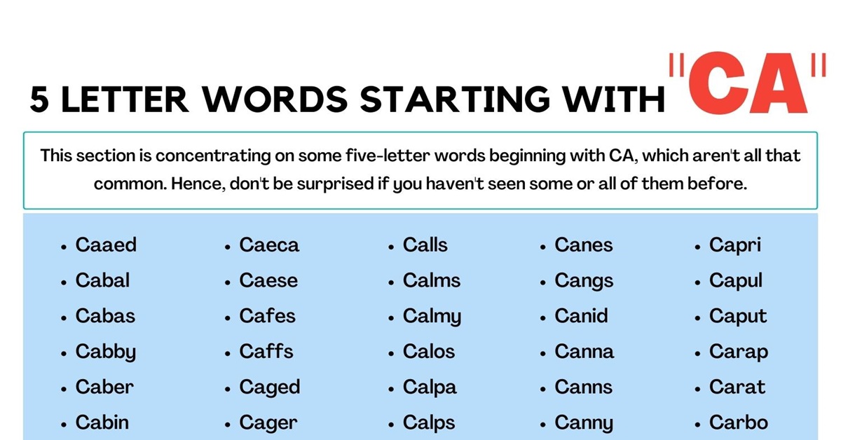 words starting with c a