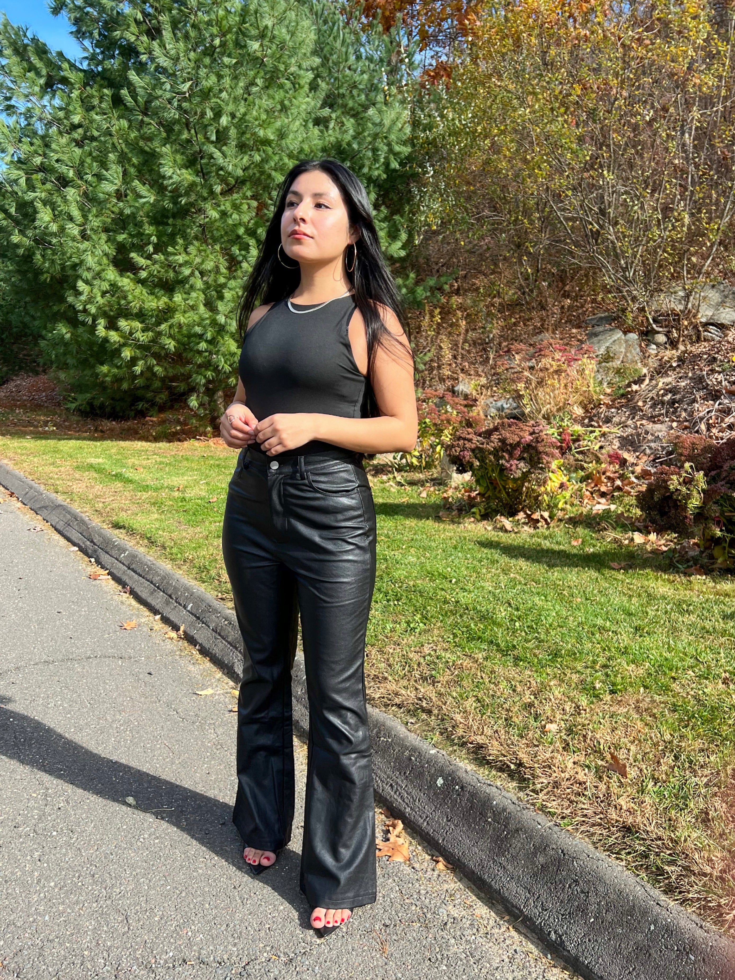 petite faux leather pants