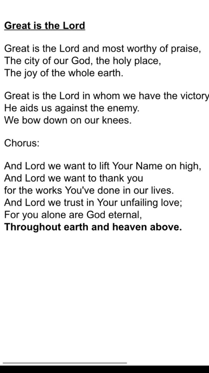 great is the lord lyrics