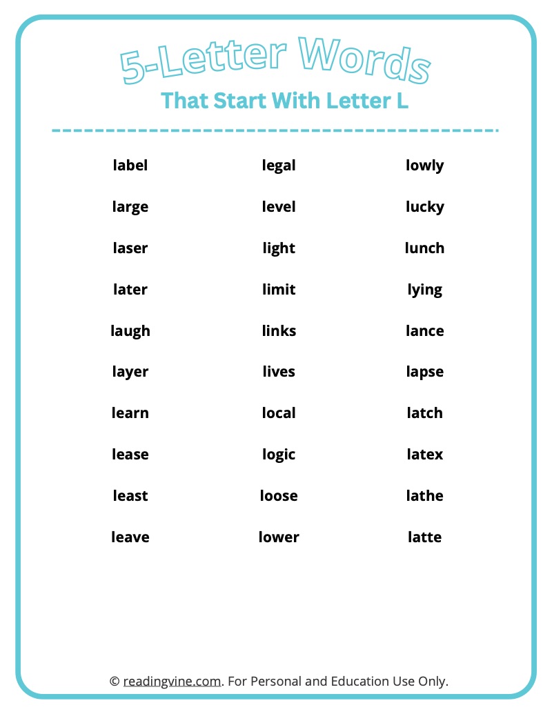 5 letter words starting with le