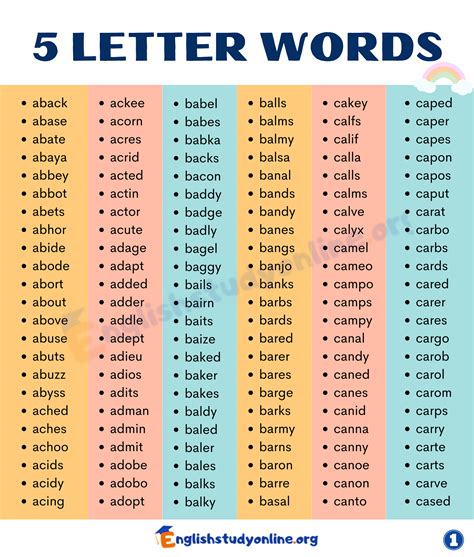 5 letter words containing