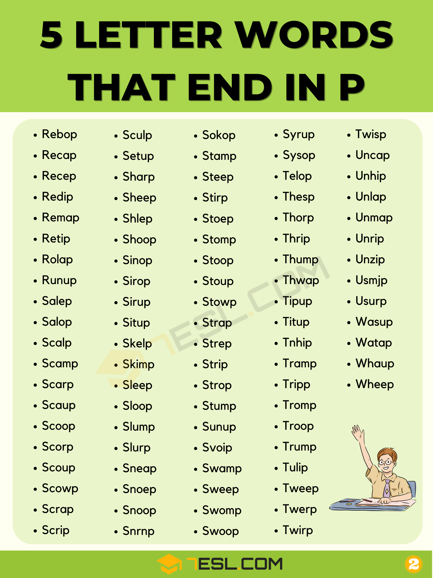 5 letter words end with p