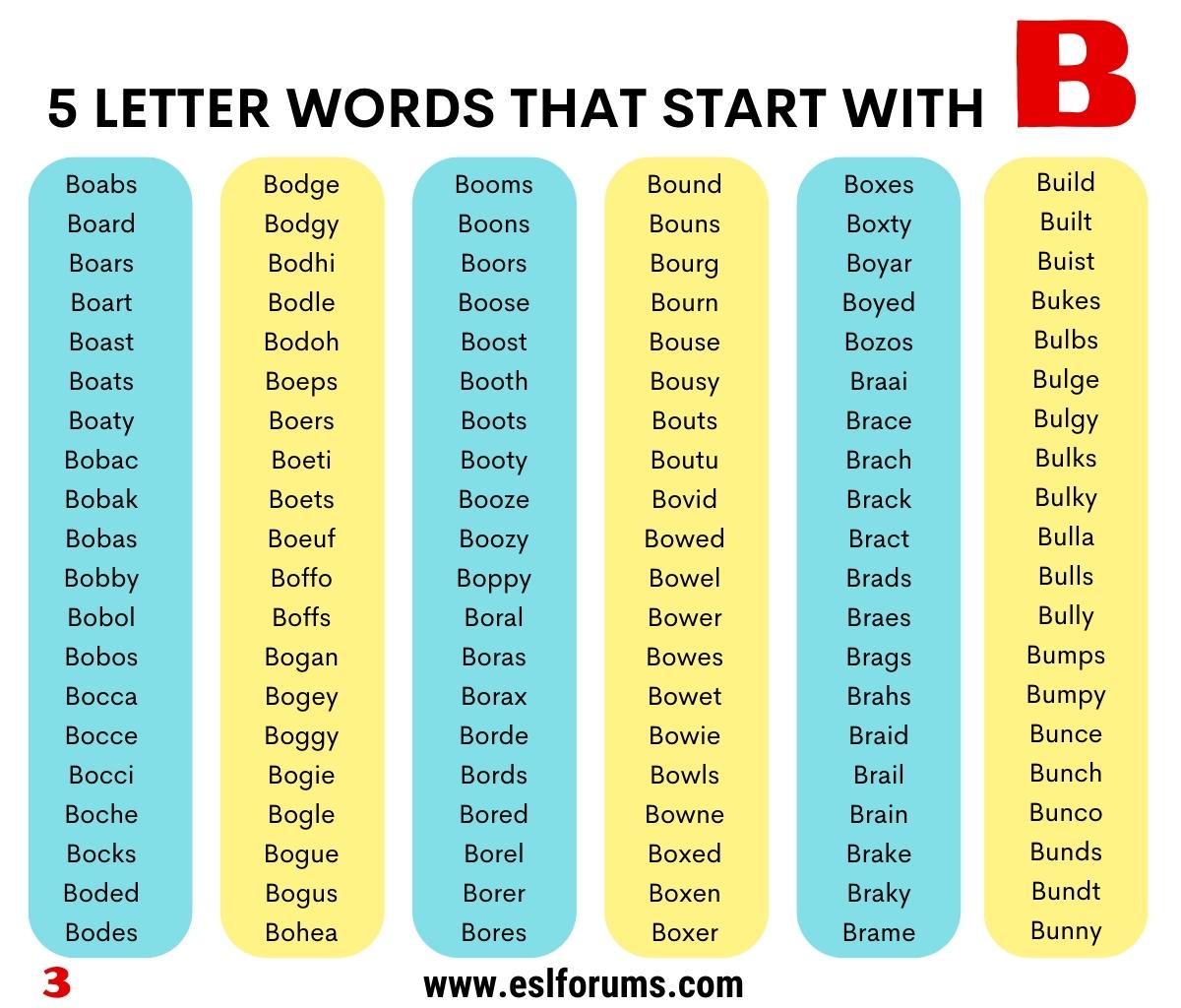 5 letter words that start with bro