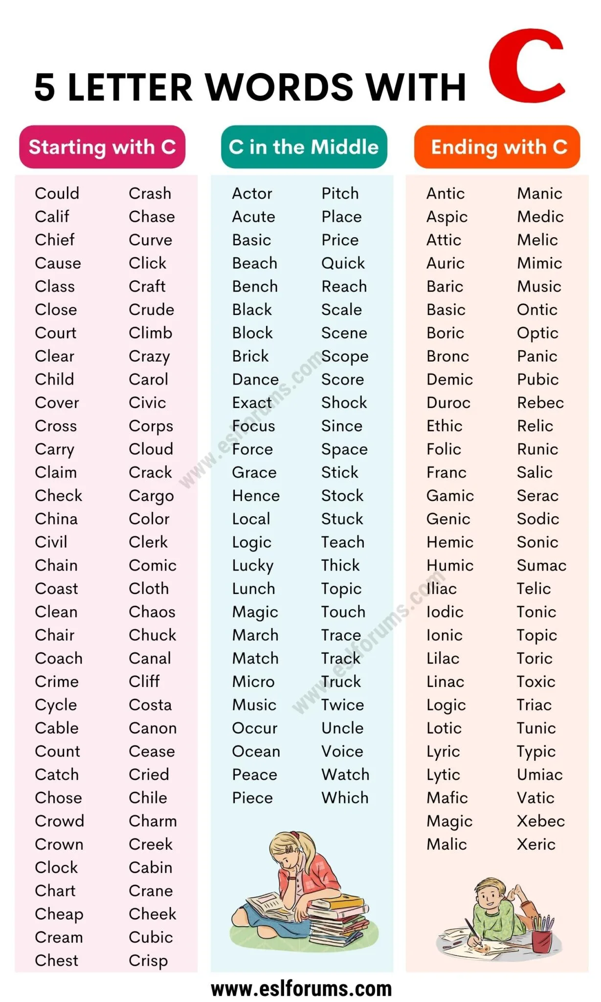 5 letter words with c in the middle