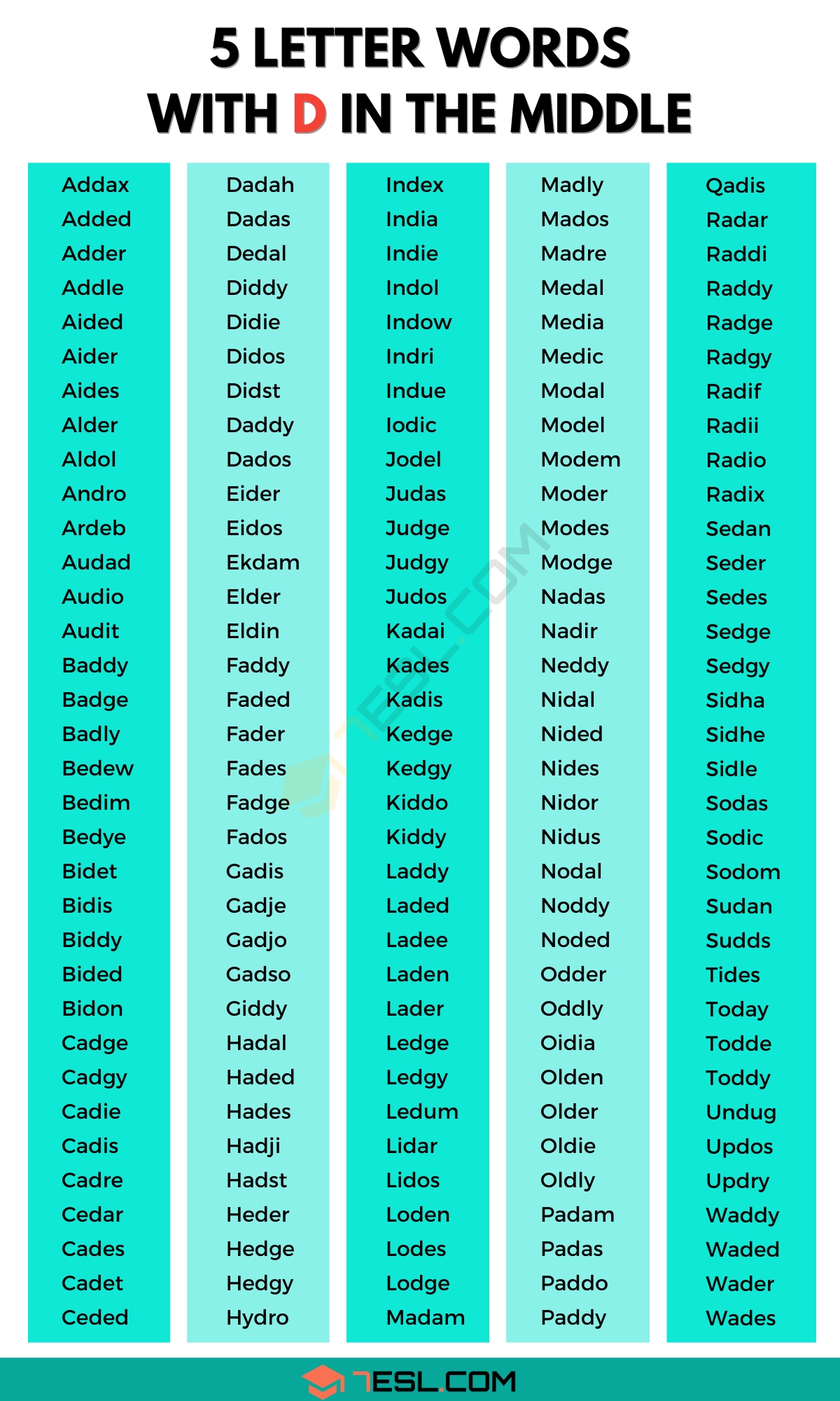 5 letter words with ead in the middle