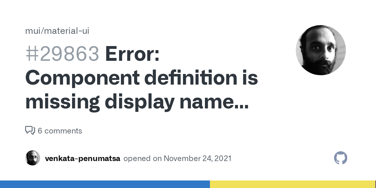 component definition is missing display name