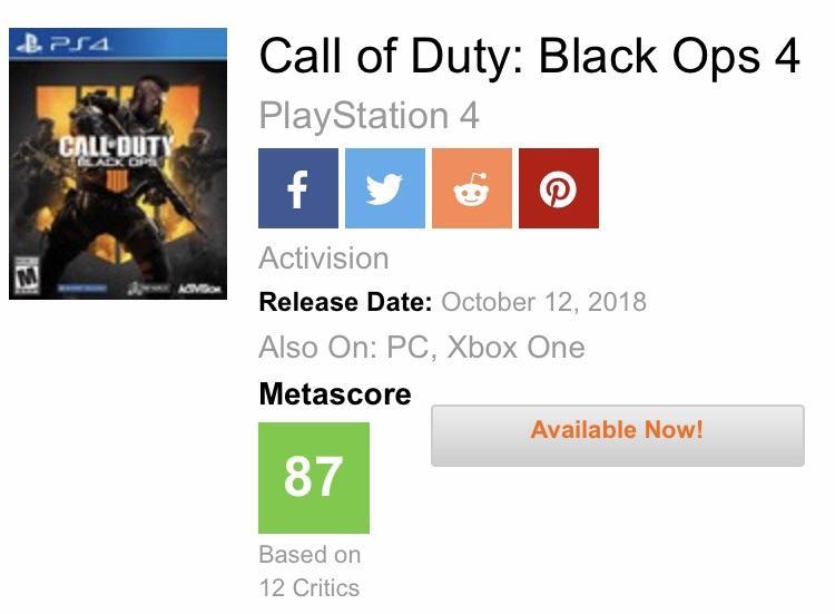 call of duty 4 metacritic