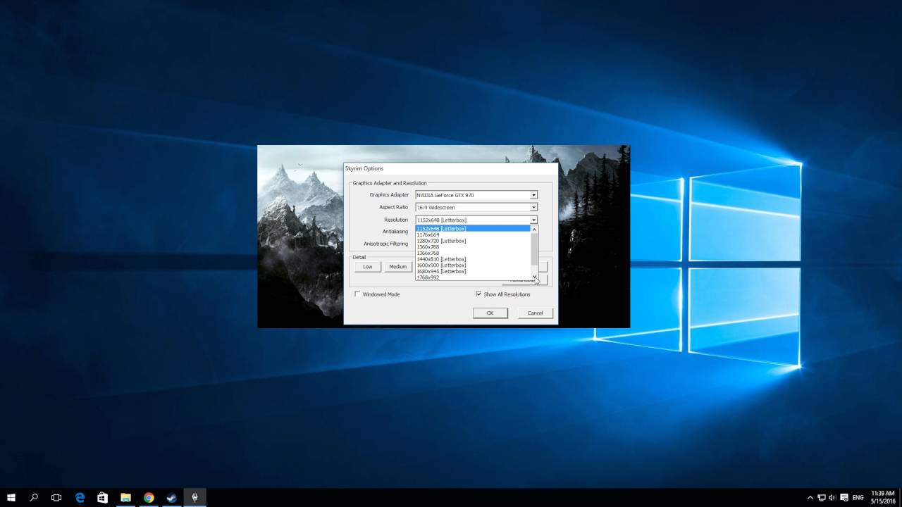 skyrim how to change resolution