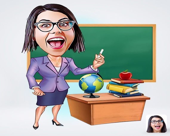 teacher drawing cartoon