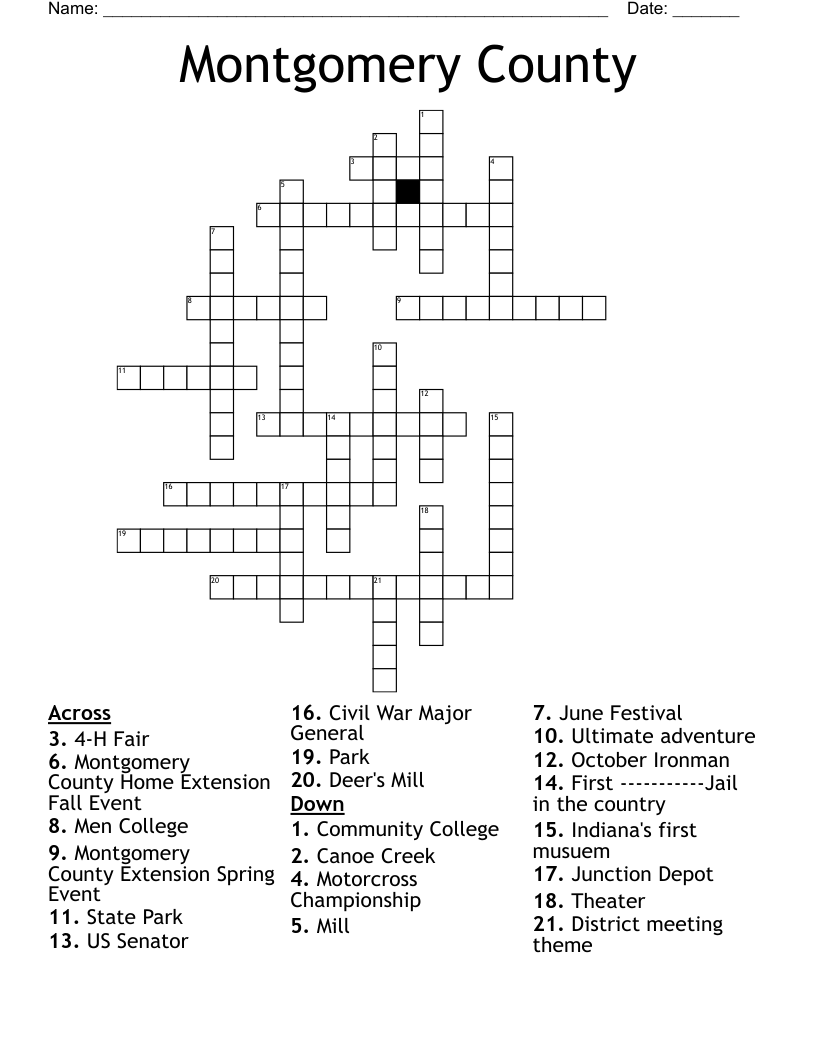 subdivision of a county crossword