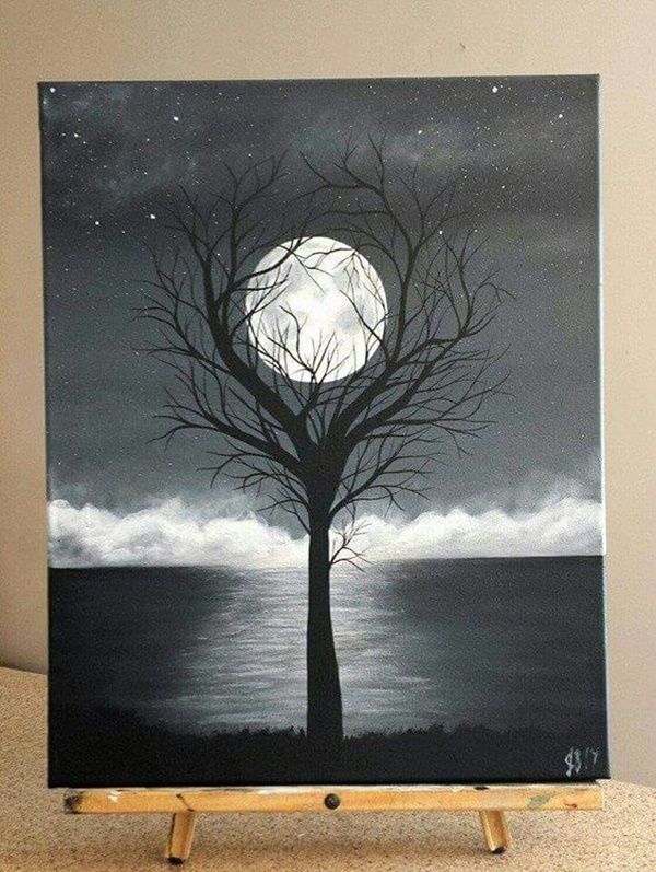 easy painting on black canvas