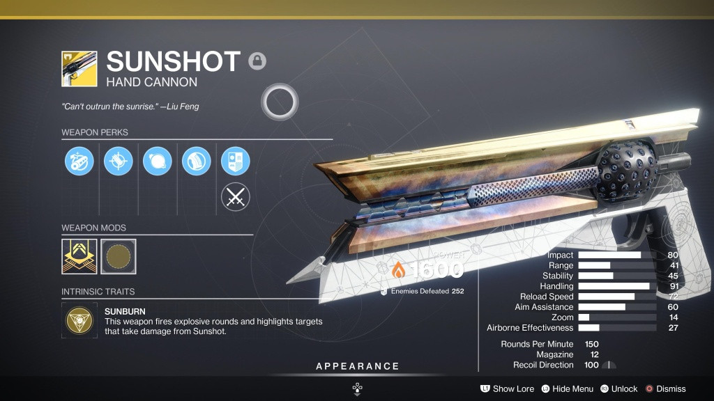 destiny 2 sunshot catalyst