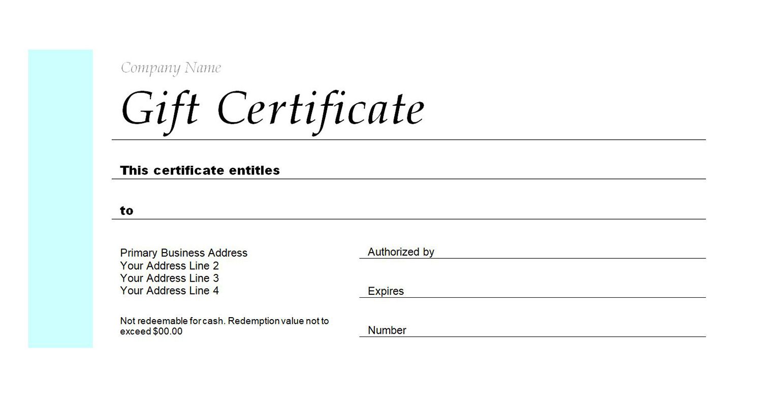 word template gift certificate