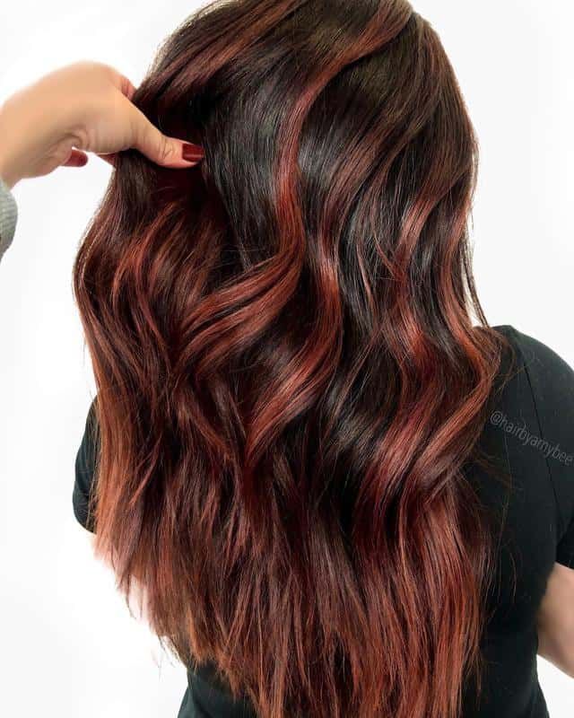 red streaks in dark hair