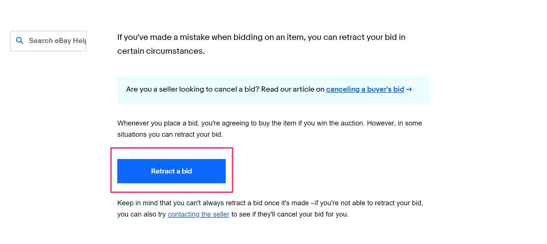 how to cancel a bid on ebay