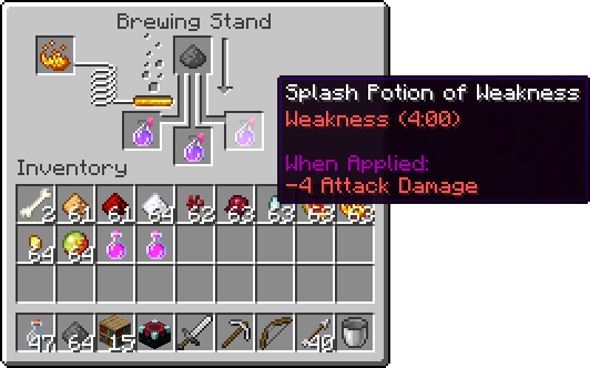 weakness potion splash