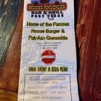 mooseknuckles bar & grill menu