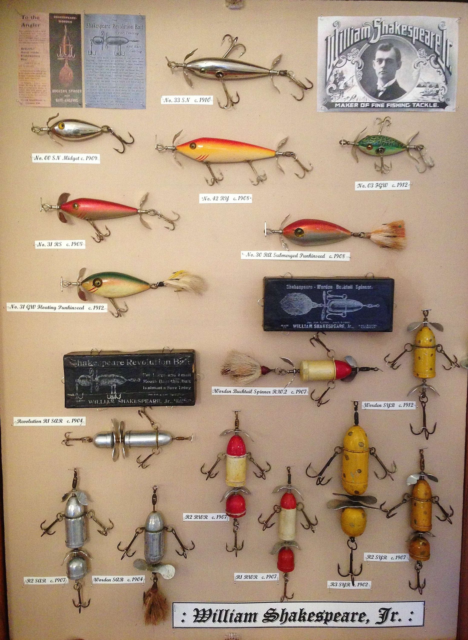 old fishing lure display