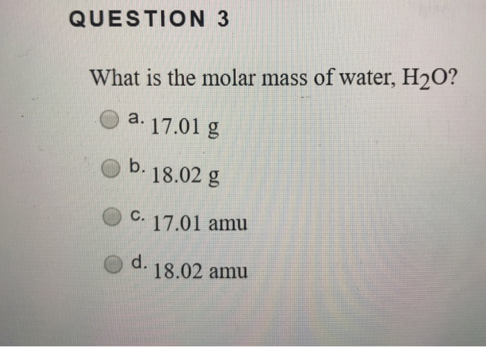 h2o molar mass