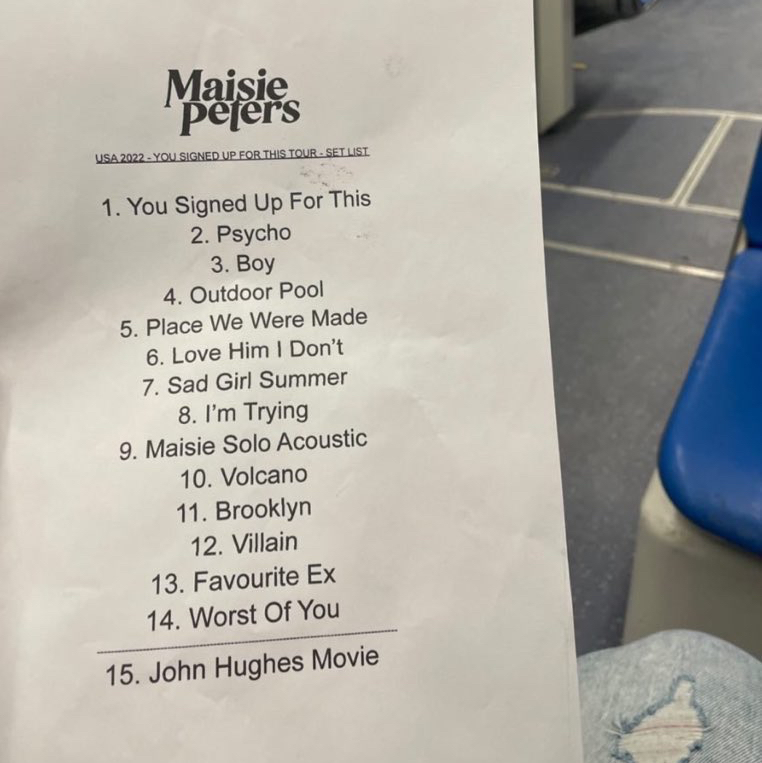 maisie peters setlist