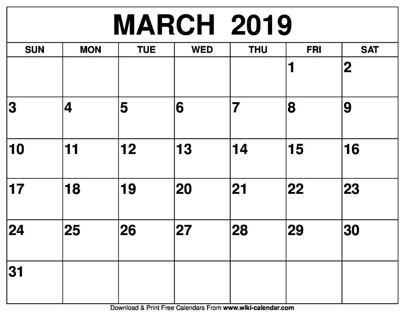 calendar march 2019 printable