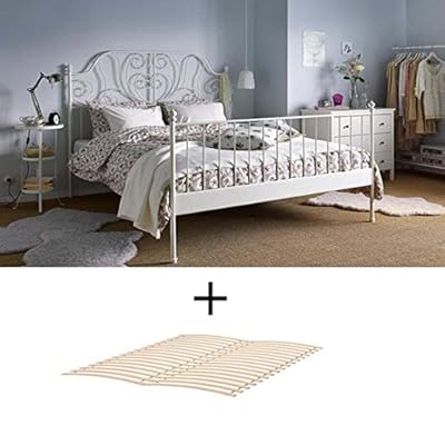 white metal ikea bed