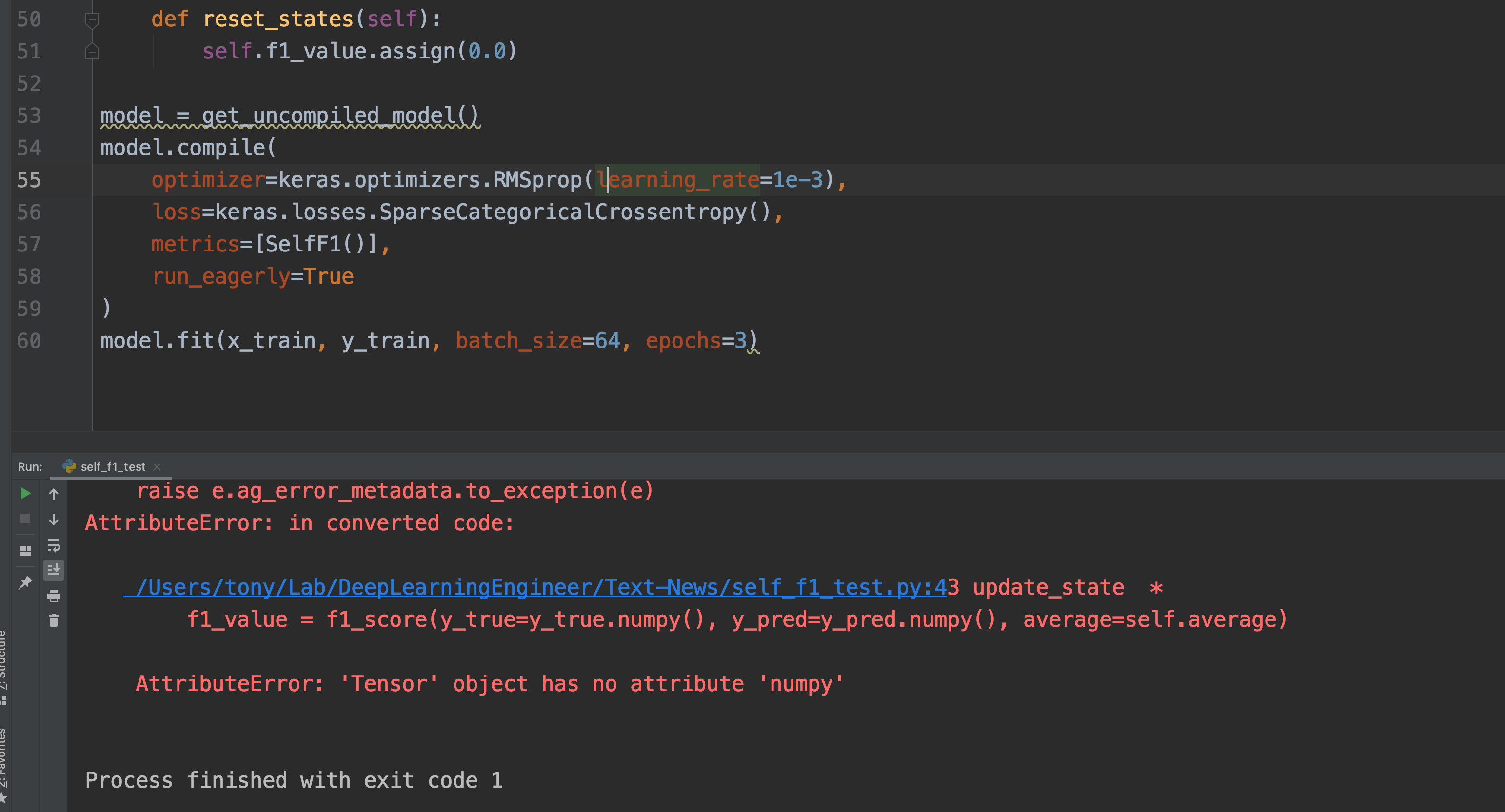 attributeerror tensor object has no attribute numpy