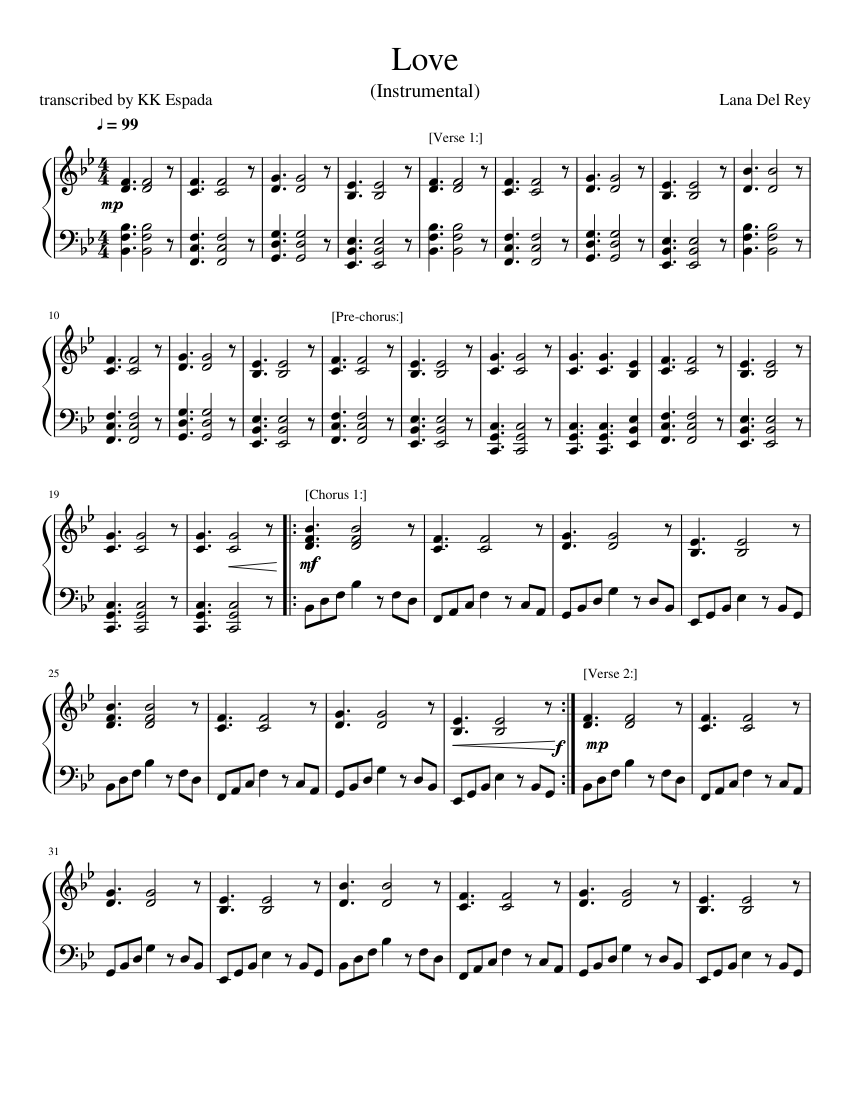 lana del rey love song chords