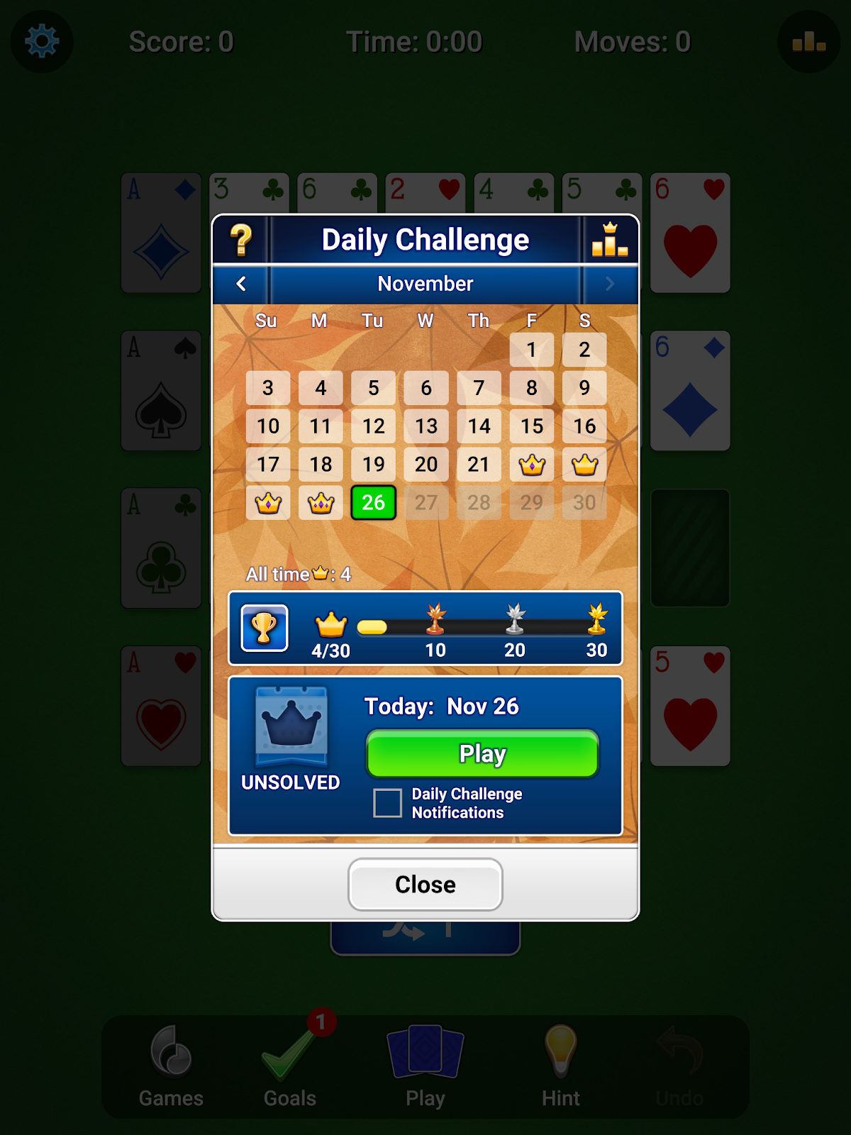 solitaire daily challenge