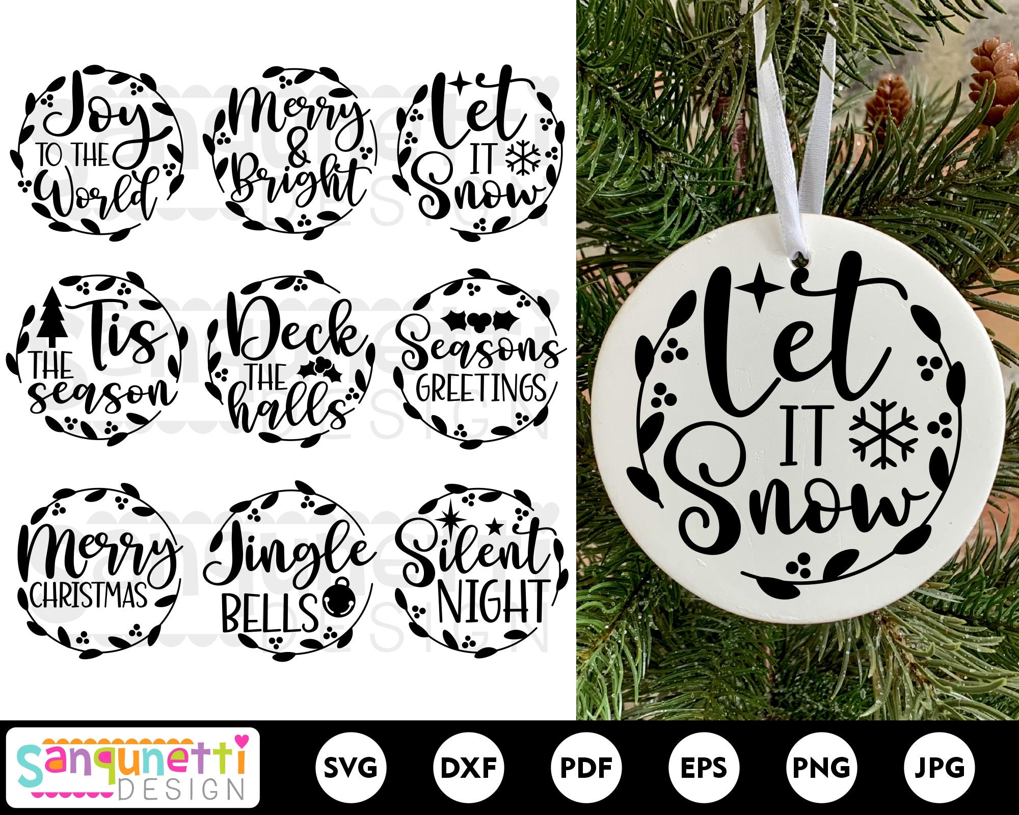 round christmas ornaments svg