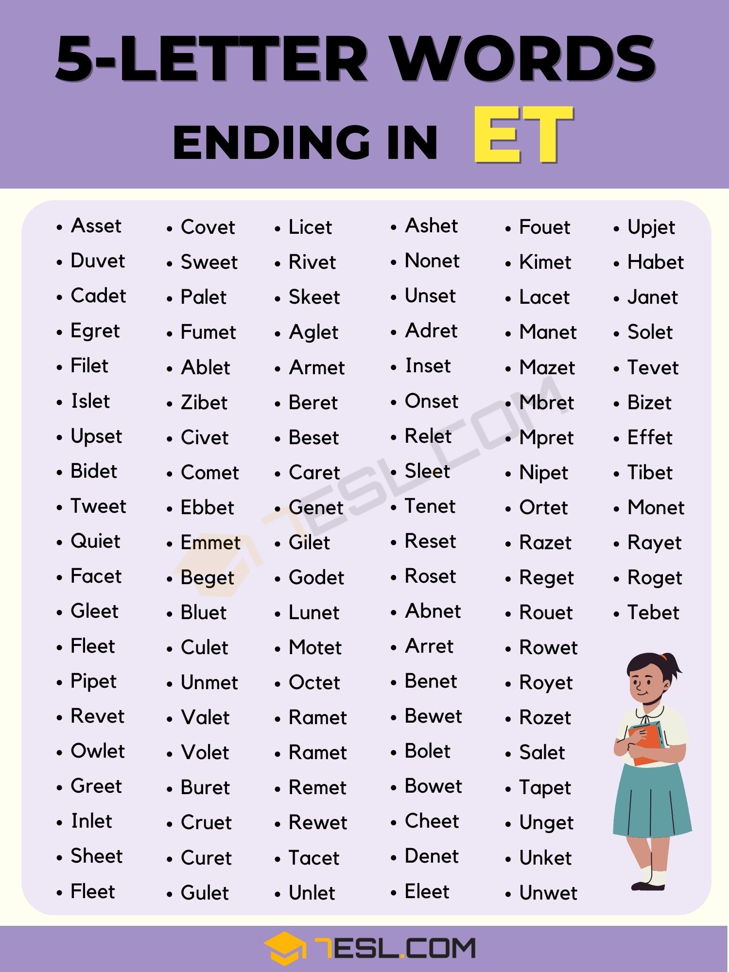 five letter word ending in e t