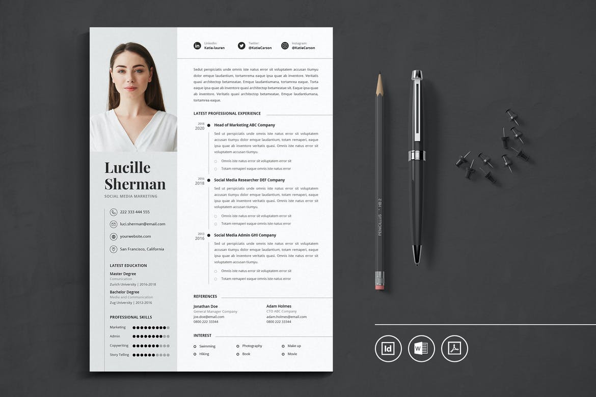 free indesign resume template