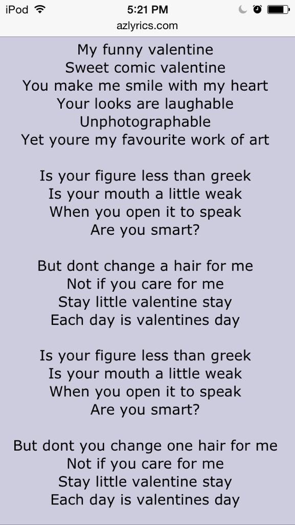 funny valentine lyrics
