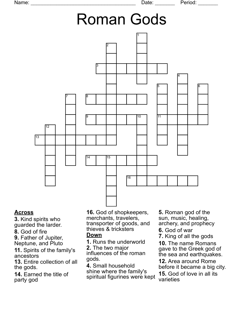 roman god of the underworld crossword