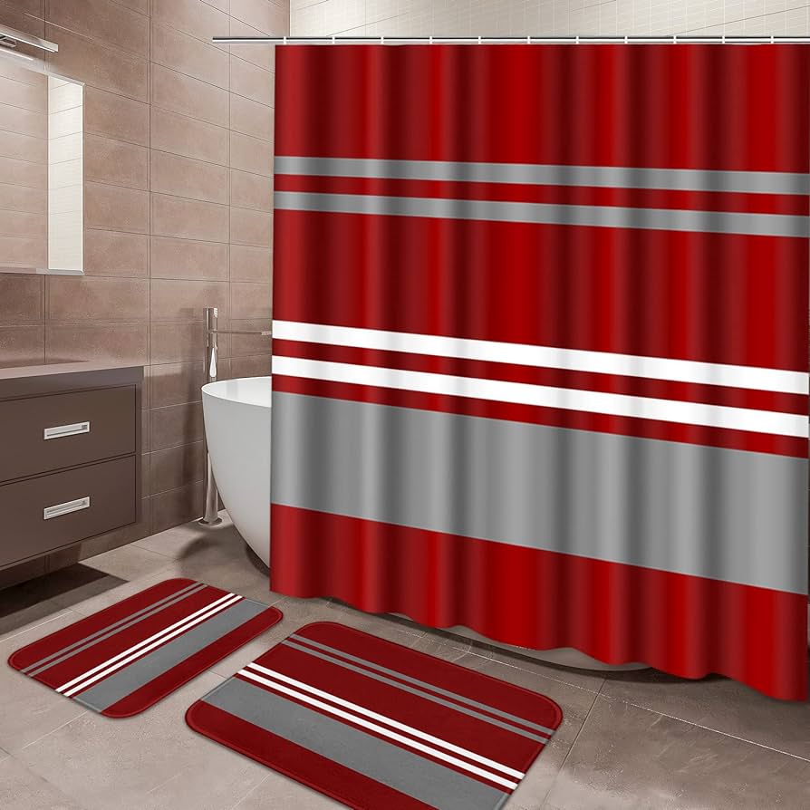red bathroom shower curtains