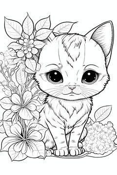 cute cartoon cat coloring pages