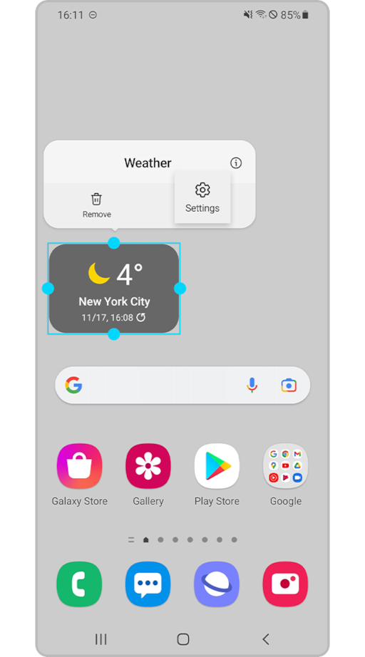 show weather on home screen