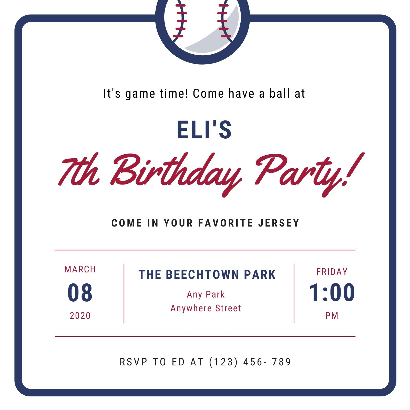 baseball invitation template free