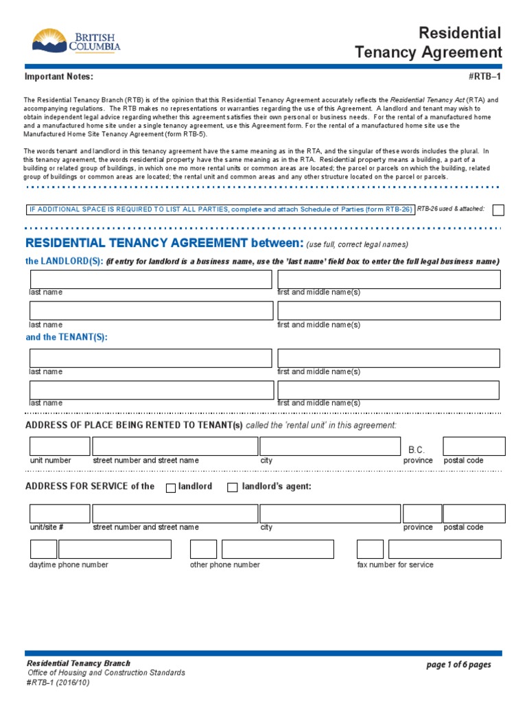 rtb rent increase form