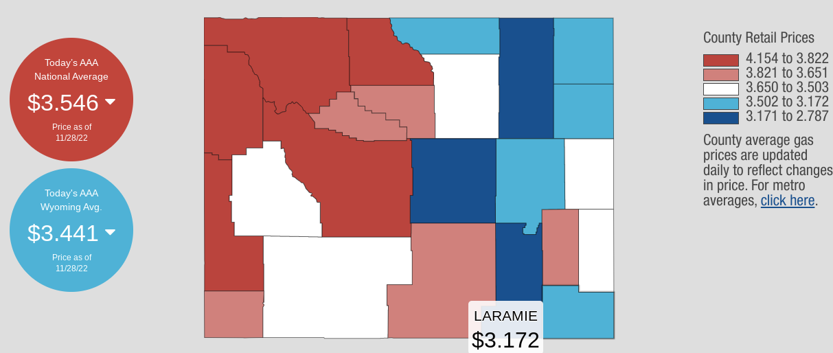 gas prices laramie wy