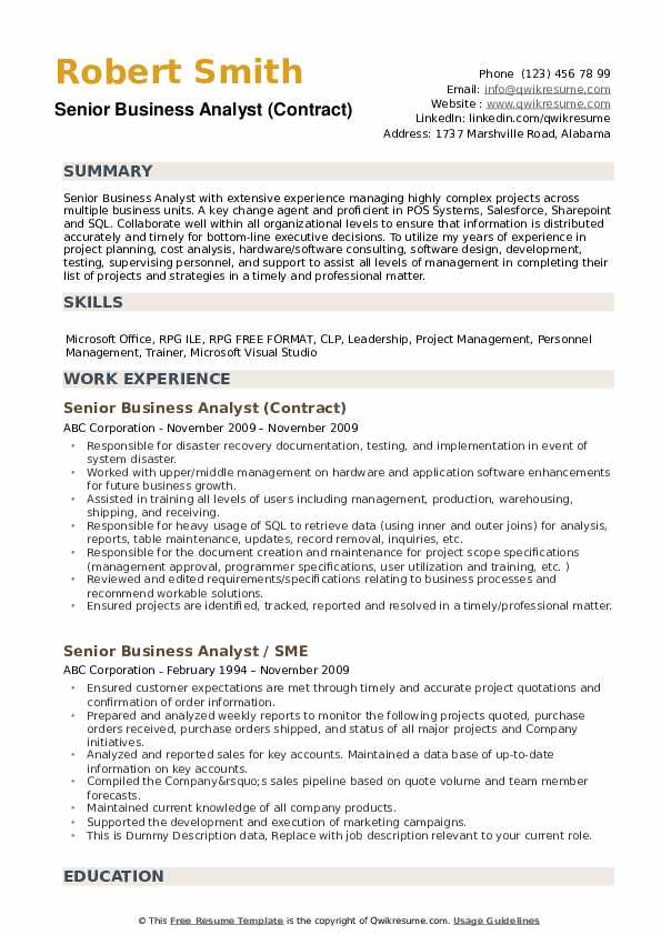 senior business analyst pay