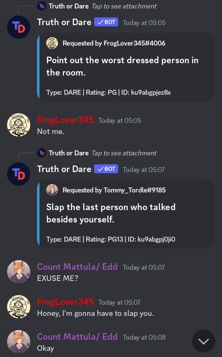 truth or dare bot discord