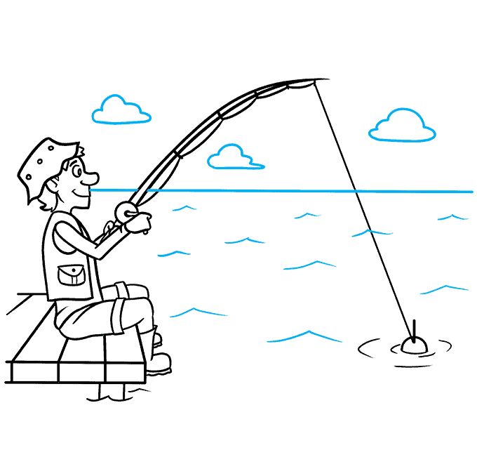 man fishing drawing