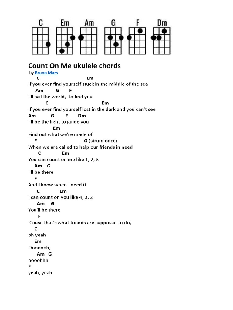 count on me lyrics and chords ukulele