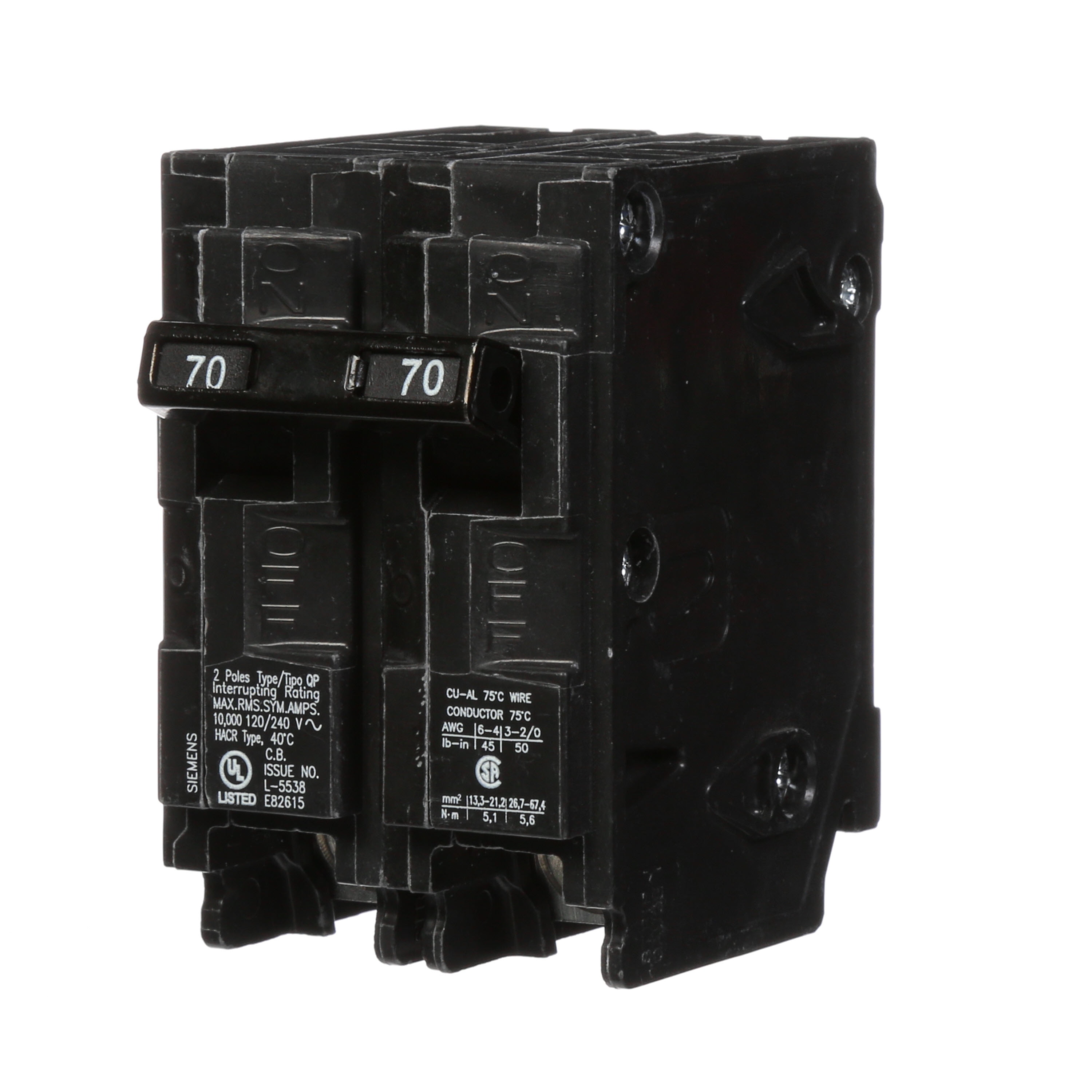 70 amp breaker 2-pole