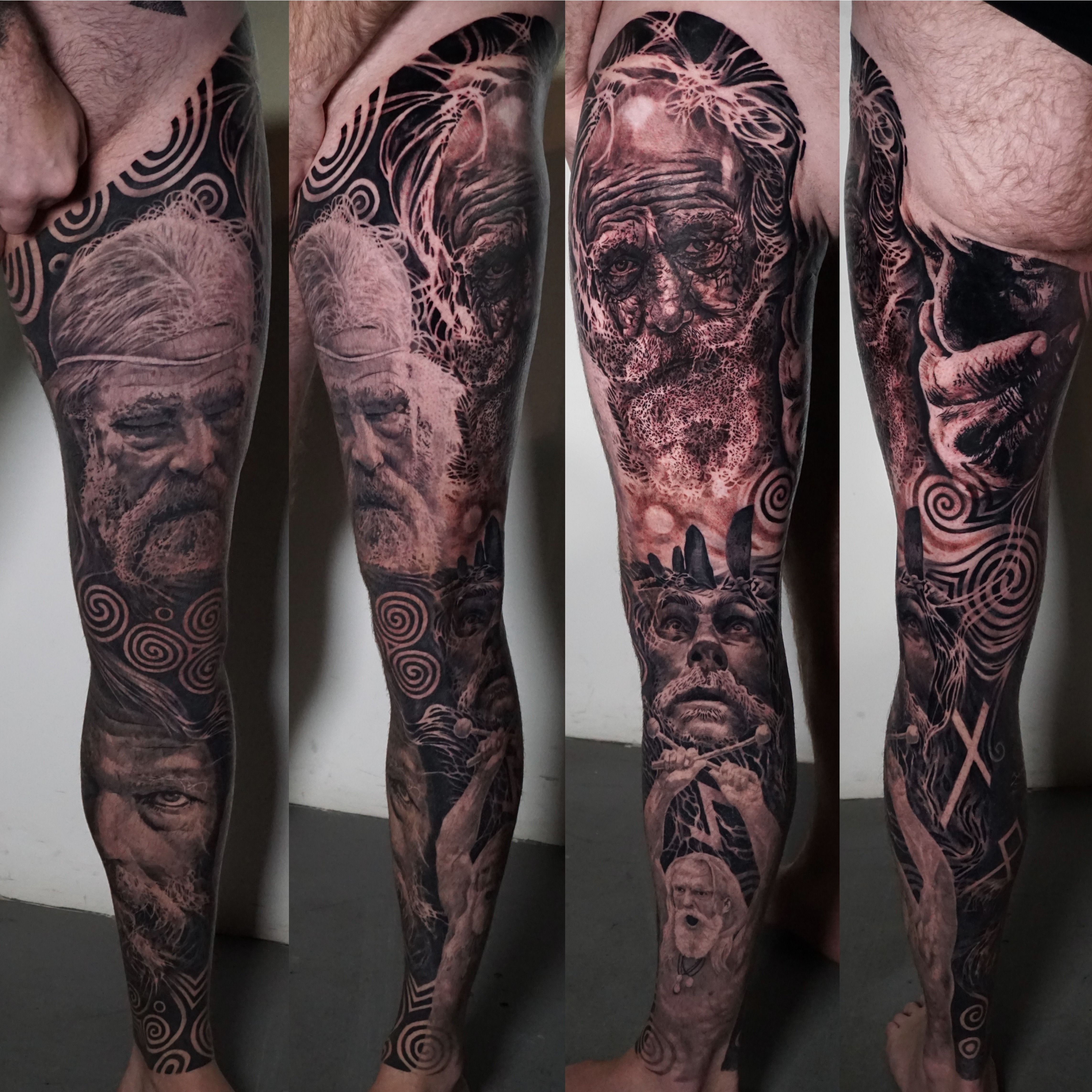 warrior tattoo leg