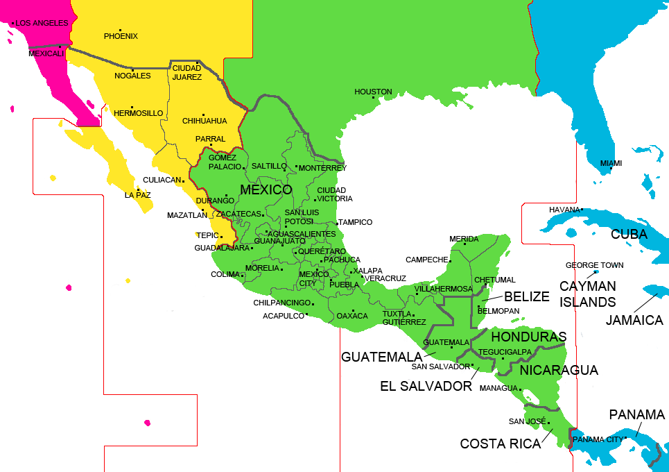 mexico city time zone map