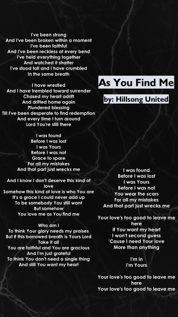 as you find me lyrics